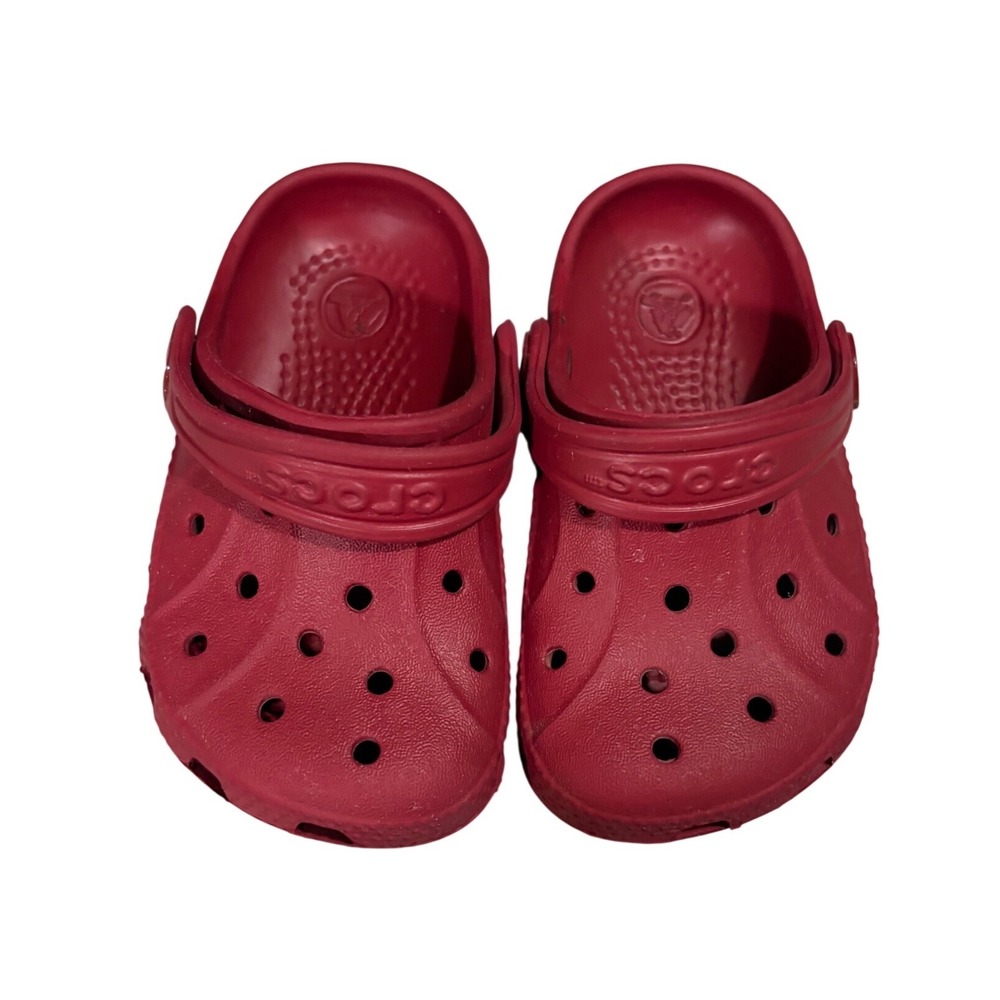 Crocs Clogs Kids Size 4/5 Red Classic Slip On Toddler Shoes EUC